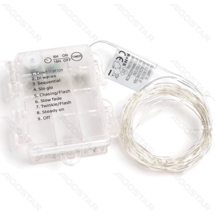 3AA battery copper wire string lights, cold white, 15m ,IP44, Indoor&Outdoor