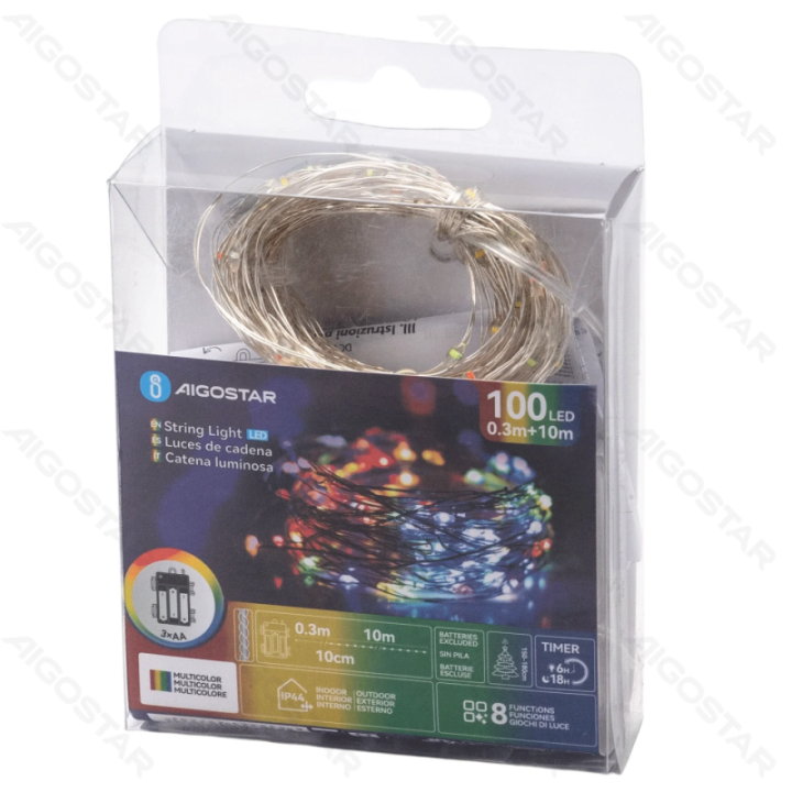 3AA battery copper wire string lights, RGBY, 10m ,IP44, Indoor&Outdoor