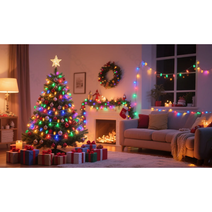 3AA battery copper wire string lights, RGBY, 10m ,IP44, Indoor&Outdoor