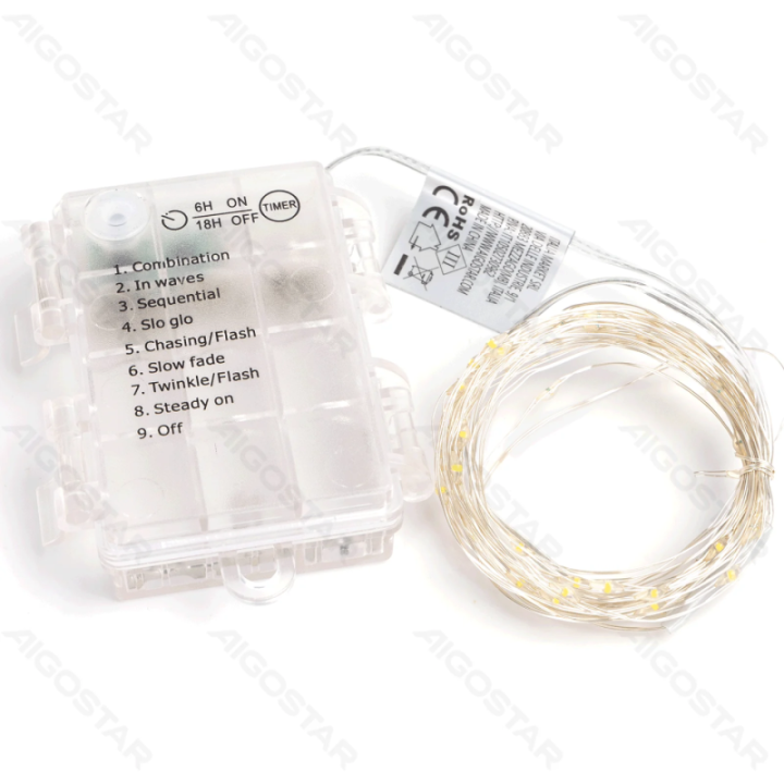 3AA battery copper wire string lights, warm white, 15m ,IP44, Indoor&Outdoor