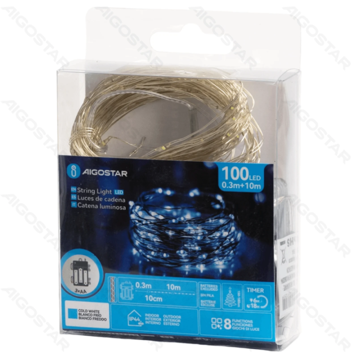 3AA battery copper wire string lights, cold white, 10m ,IP44, Indoor&Outdoor