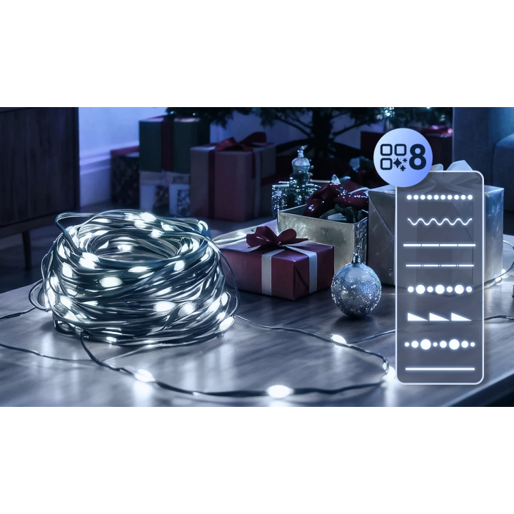 3AA battery string lights (PVC & copper), cold white, 10m ,IP44, Indoor&Outdoor