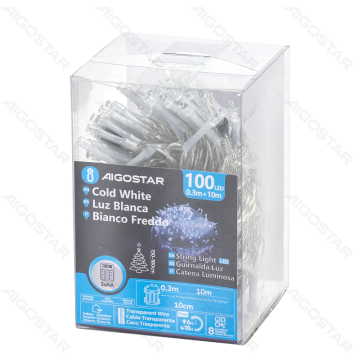 3AA battery flat string lights, cold white, 10m ,IP44, Indoor&Outdoor