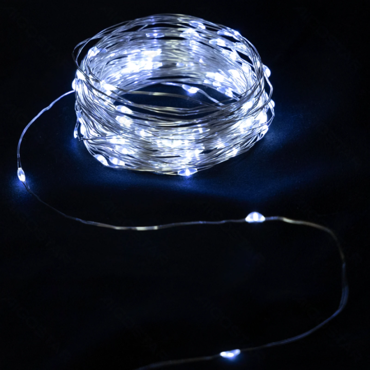 Button Battery String Lights -Copper Wire - Cool White - 4m - IP20 Indoor