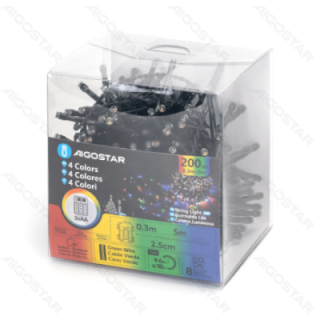 3AA battery firecracker flat string lights, RGBY, 5m ,IP44, Indoor&Outdoor