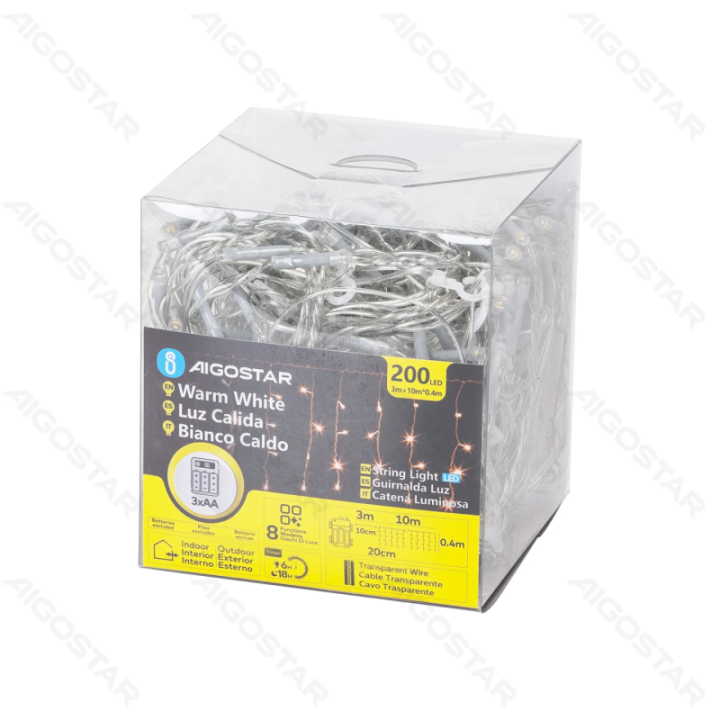 3AA battery icicle (flush) flat string lights, warm white, 10m*0.4m 50 strips ,IP44, Indoor&Outdoor
