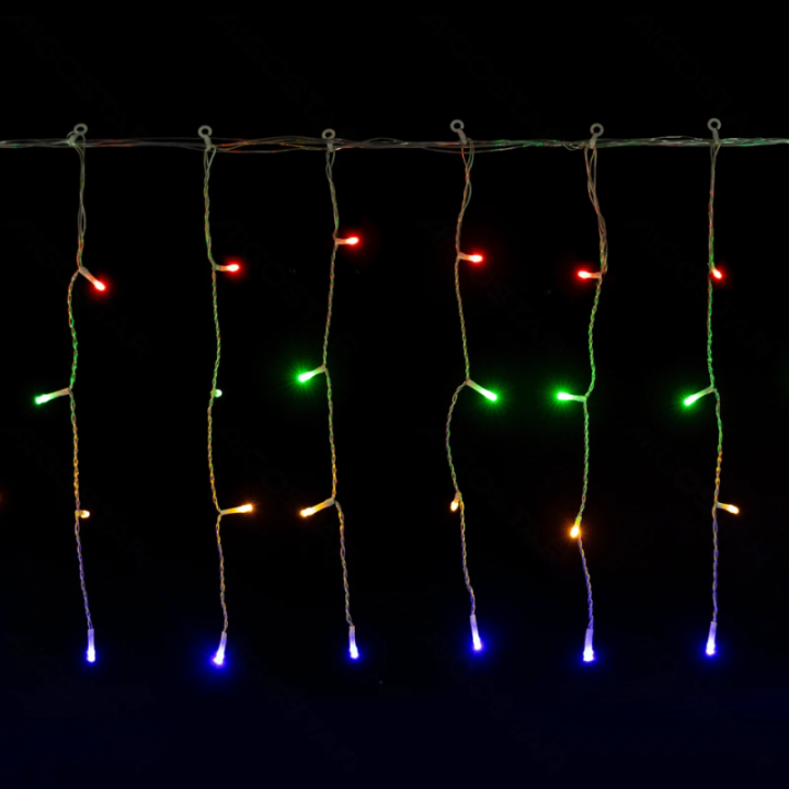 3AA battery icicle (flush) flat string lights, RGBY, 15m*0.4m, IP44, Indoor&Outdoor 75 strips