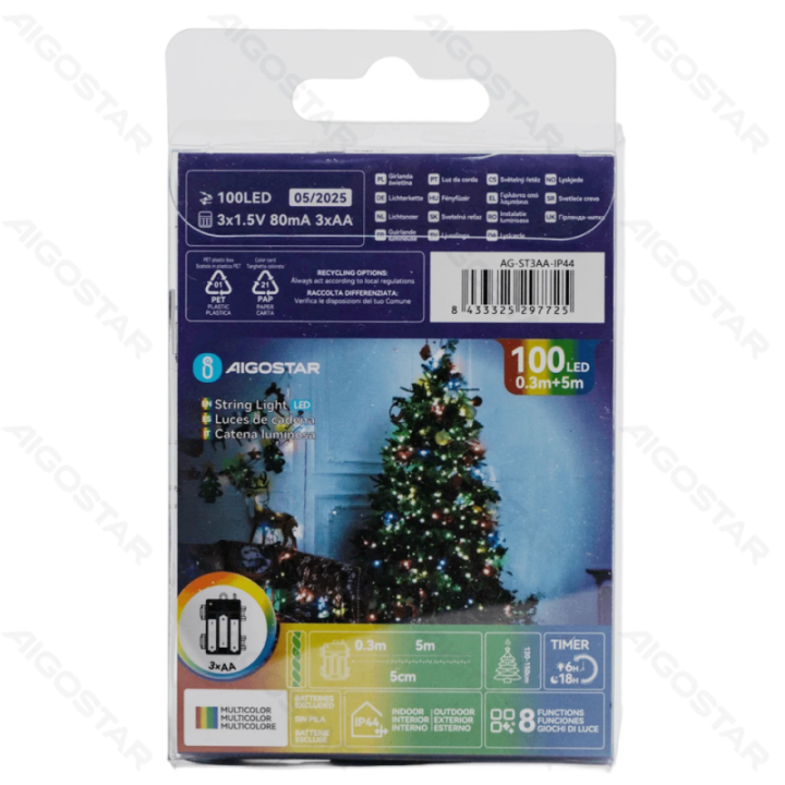 3AA battery flat string lights, RGBY, 5m ,IP44, Indoor&Outdoor