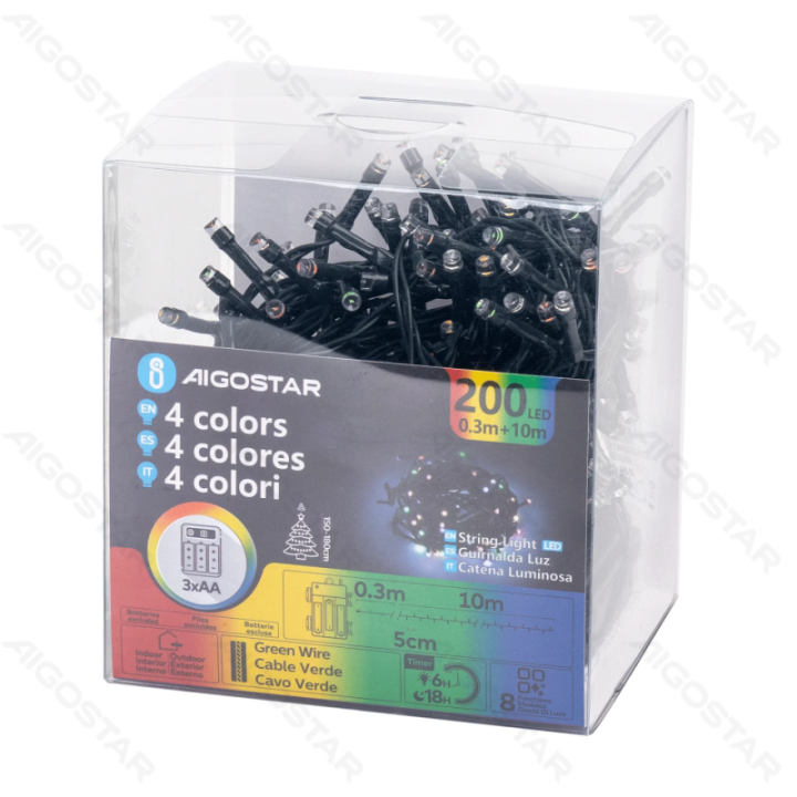 3AA battery flat string lights, RGBY, 10m ,IP44, Indoor&Outdoor