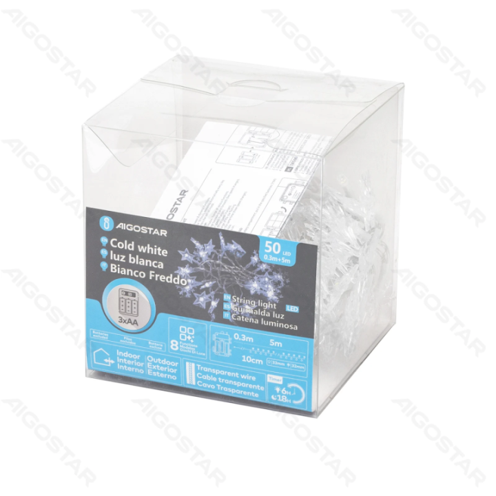 3AA battery star snowflake string lights, cold white, 5m ,IP44, Indoor&Outdoor