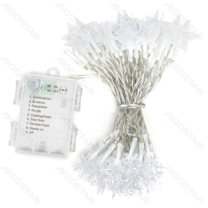 3AA battery star snowflake string lights, cold white, 5m ,IP44, Indoor&Outdoor