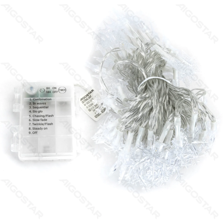 3AA battery star snowflake string lights, warm white, 2.5m ,IP44, Indoor&Outdoor