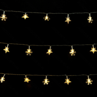 3AA battery star snowflake string lights, warm white, 10m ,IP44, Indoor&Outdoor