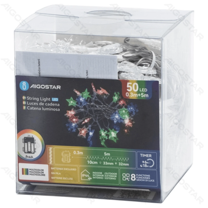 3AA battery star snowflake string lights, RGBY, 5m ,IP44, Indoor&Outdoor