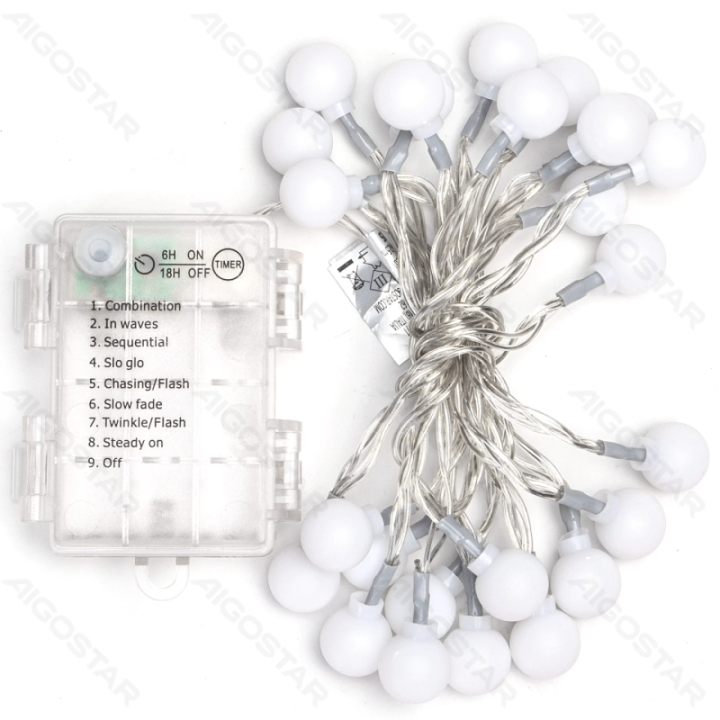 3AA battery milk bulb string lights, warm white, 2.5m ,IP44, Indoor&Outdoor