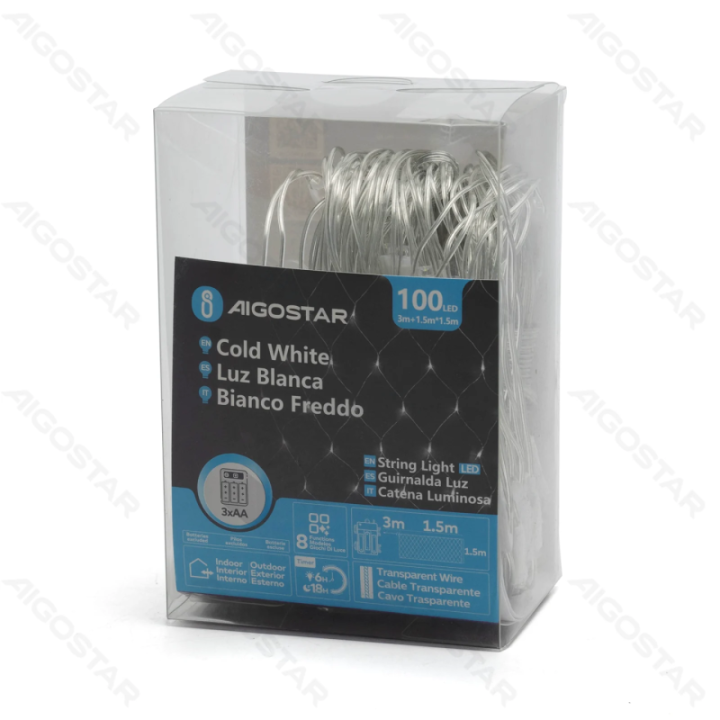 3AA battery net light flat string lights, cold white, 1.5m*1.5m ,IP44, Indoor&Outdoor