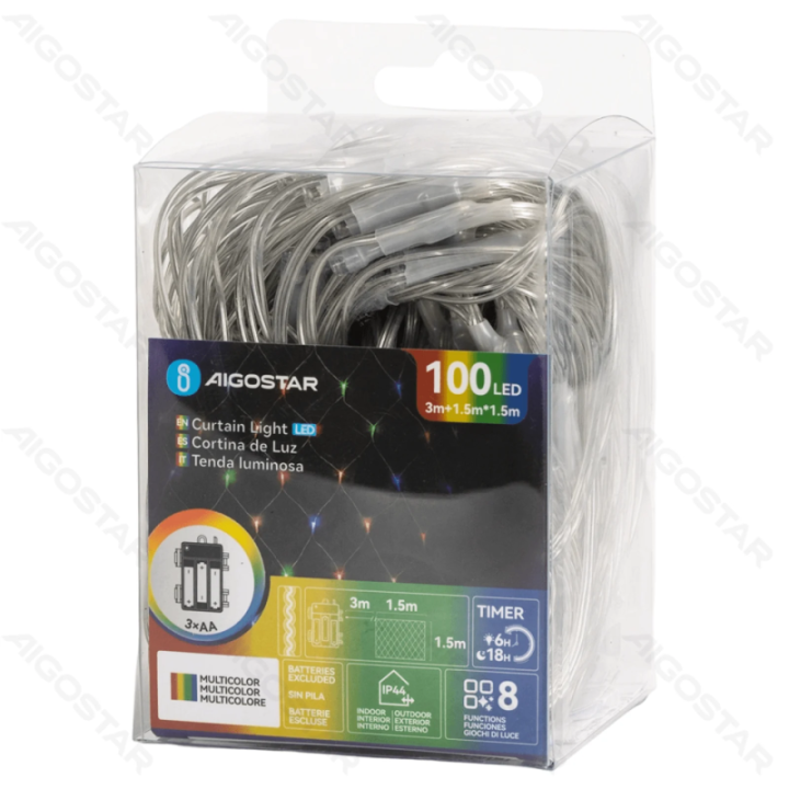 3AA battery net light flat string lights, RGBY, 1.5m*1.5m ,IP44, Indoor&Outdoor