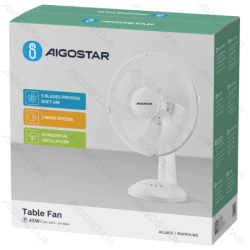 Table Fan,16 Inches, 5 Blades, 3 Speeds, White, 2pcs