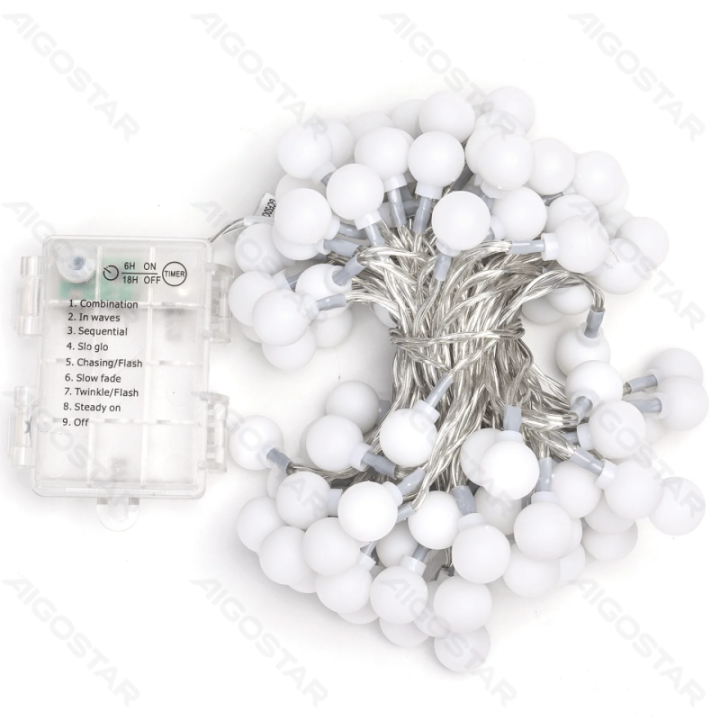 3AA battery milk bulb string lights, warm white, 10m ,IP44, Indoor&Outdoor