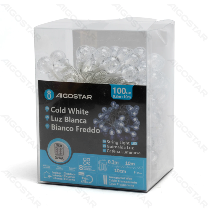 3AA battery bubble string lights, cold white, 10m ,IP44, Indoor&Outdoor