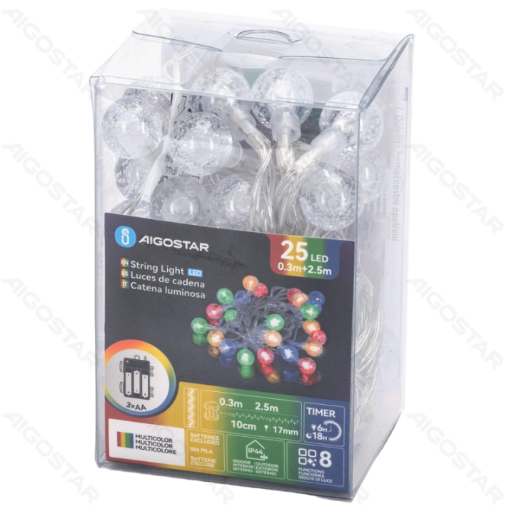 3AA battery bubble string lights, RGBY, 2.5m ,IP44, Indoor&Outdoor