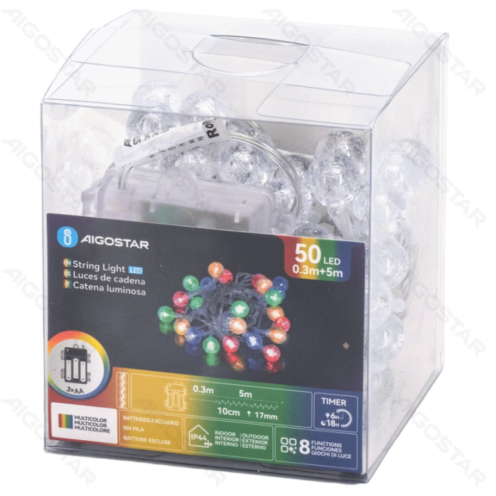 3AA battery bubble string lights, RGBY, 5m ,IP44, Indoor&Outdoor