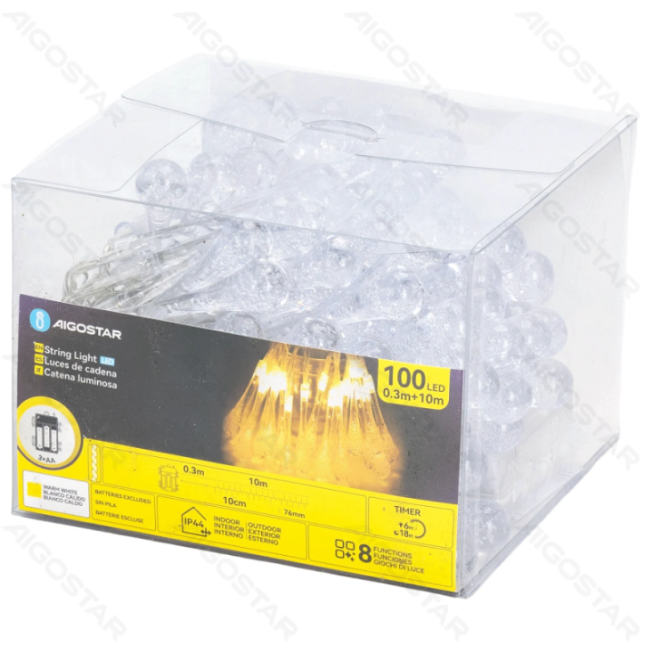 3AA battery raindrop shape string lights, warm white, 10m ,IP44, Indoor&Outdoor