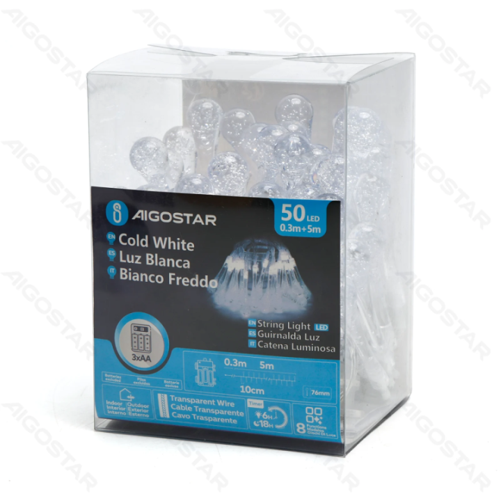 3AA battery raindrop shape string lights, cold white, 5m ,IP44, Indoor&Outdoor