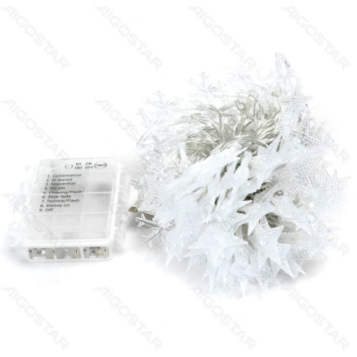 3AA battery star snowflake string lights, RGBY, 10m ,IP44, Indoor&Outdoor