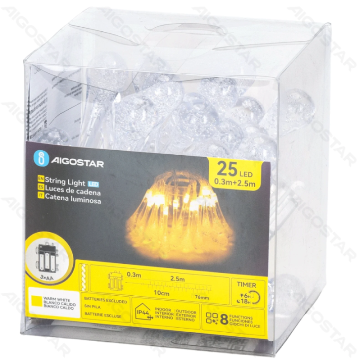 3AA battery raindrop shape string lights, warm white, 2.5m ,IP44, Indoor&Outdoor