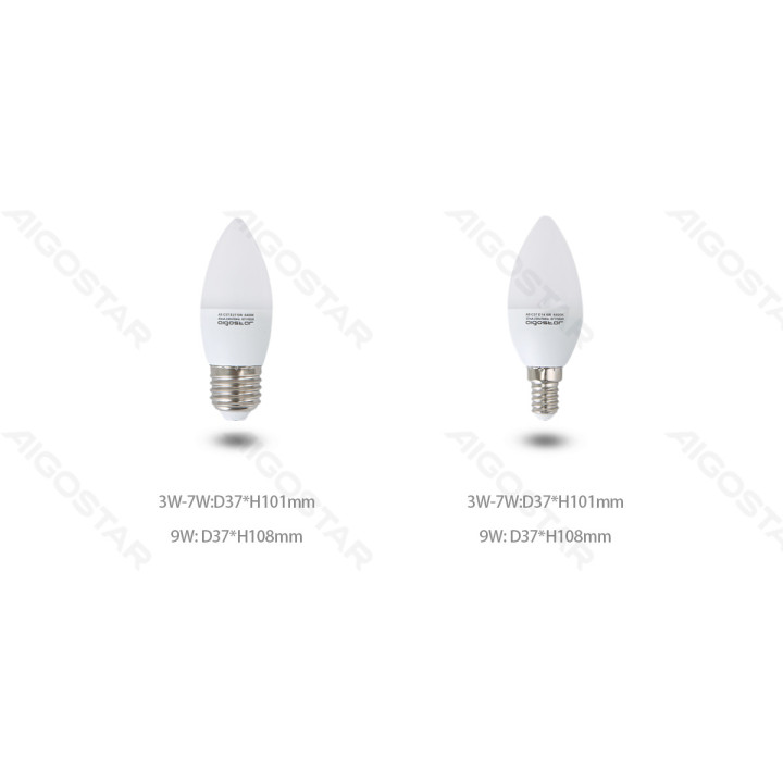 LED C37 Globe Bulb-E14-9W-6500K-840lm-2 pcs