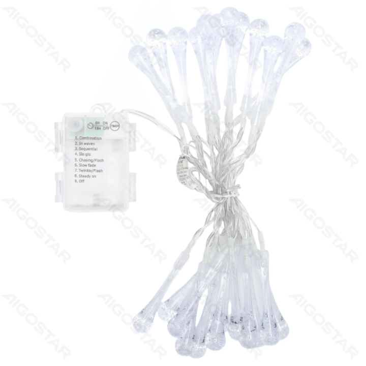 3AA battery raindrop shape string lights, warm white, 2.5m ,IP44, Indoor&Outdoor