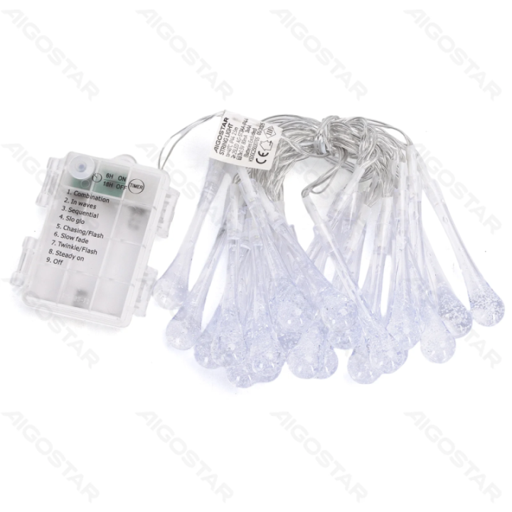 3AA battery raindrop shape string lights, RGBY, 2.5m ,IP44, Indoor&Outdoor