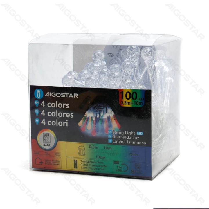 3AA baterijomis maitinama lašo formos girlianda, RGBY, 10m ,IP44, vidaus ir lauko