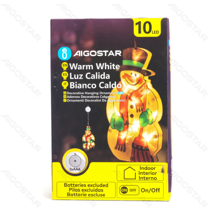 Baterijomis maitinamas pakabinamas žaisliukas su siurbtuku – sniego senelis, mažas, šiltai balta ,IP20 vidaus