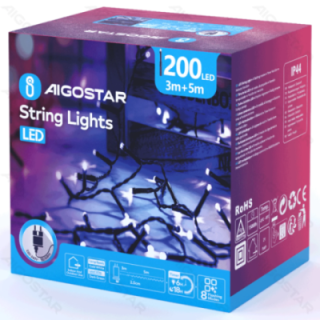 Low voltage firecracker flat string lights, cold white, 5m ,IP44, Indoor&Outdoor, Color box
