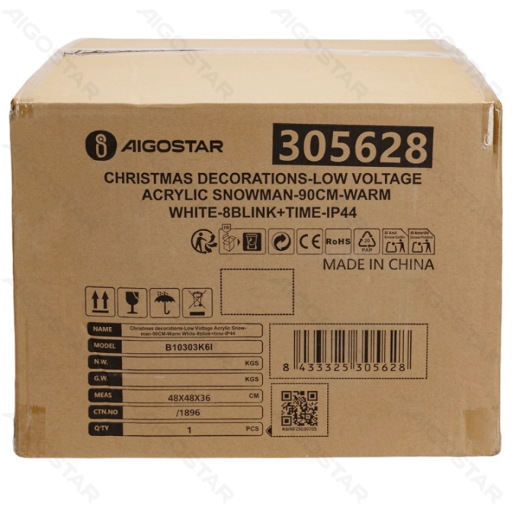 Low voltage acrylic snowman, warm white, 0.9m ,IP44, Indoor&Outdoor