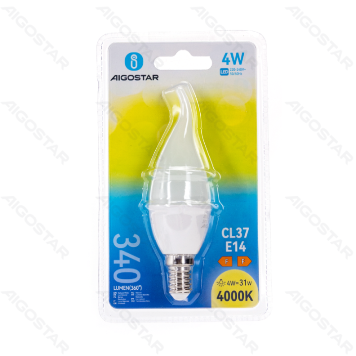 LED CL37 Apvalioji lemputė-E14-4W-4000K-340lm