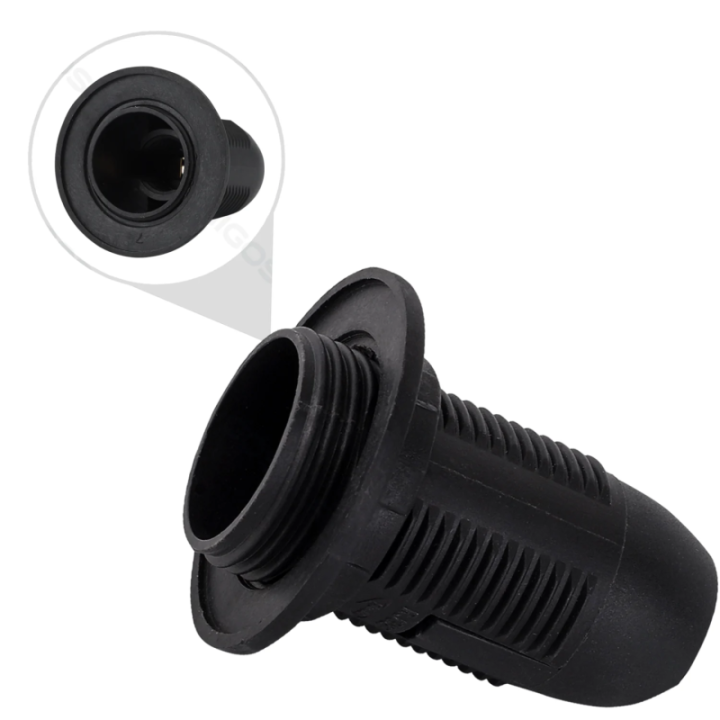 E14 Plastic Spring Terminal Lamp Holder Black