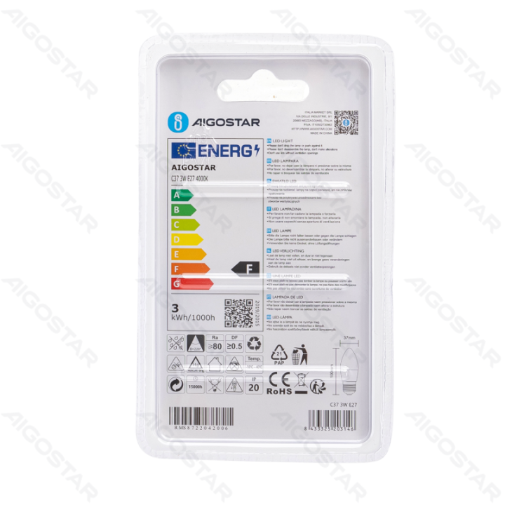 LED C37 Globe Bulb-E27-3W-4000K-255lm