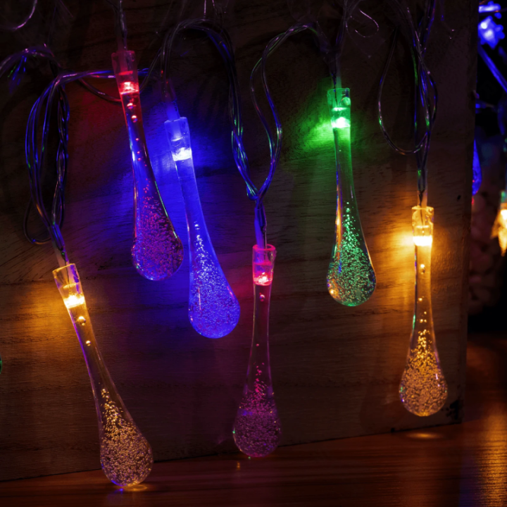 Low voltage raindrop shape string lights, RGBY, 5m ,IP44, Indoor&Outdoor