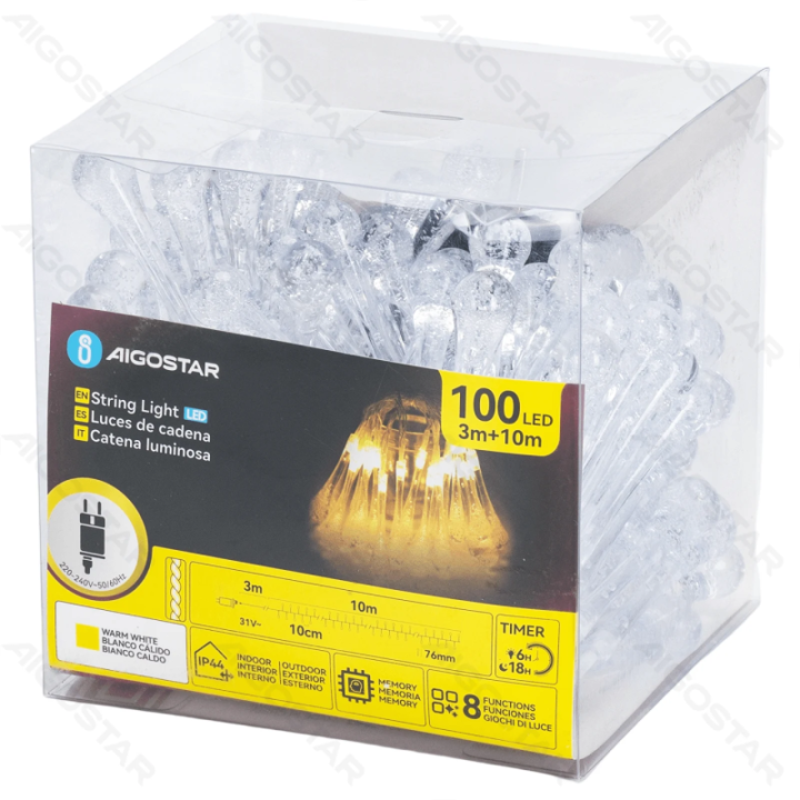 Low voltage raindrop shape string lights, warm white, 10m ,IP44, Indoor&Outdoor