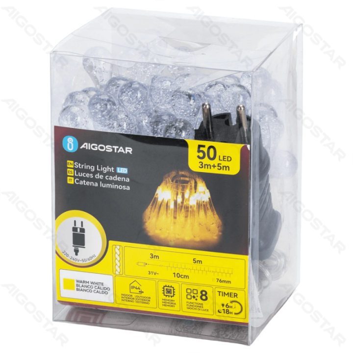 Low voltage raindrop shape string lights, warm white, 5m ,IP44, Indoor&Outdoor