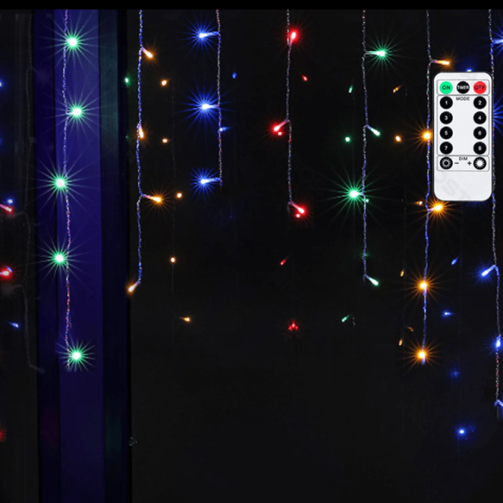 Low voltage connectable Icicle wave flat string lights, RGBY, 3m+3m*1m, 30strips,IP44, Indoor&Outdoor