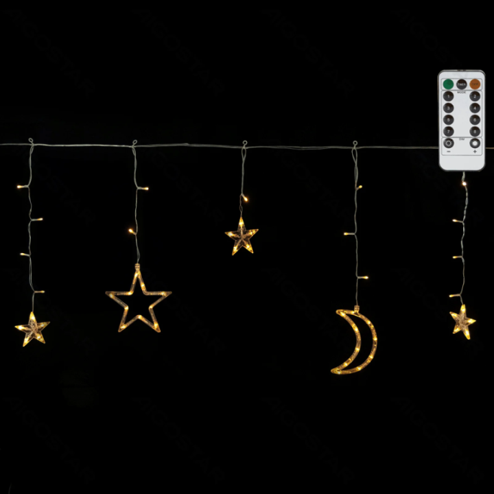 Low voltage connectable Icicle Wave with Moon and Star,warm white, 3m+3m*0.6m, 12strips ,IP44, Indoor&Outdoor