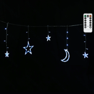 Low voltage connectable Icicle Wave with Moon and Star,cool white, 3m+3m*0.6m, 12strips ,IP44, Indoor&Outdoor