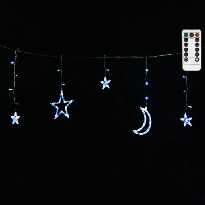 Low voltage connectable Icicle Wave with Moon and Star,cool white, 3m+3m*0.6m, 12strips ,IP44, Indoor&Outdoor