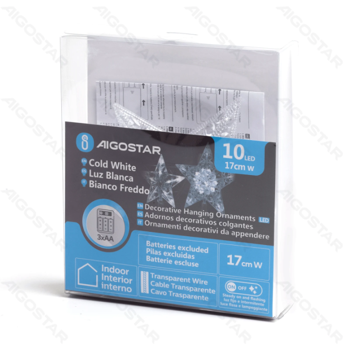 3AA Battery String Light, 0.17m Tree Topper Star, Cool White ,IP20 Indoor