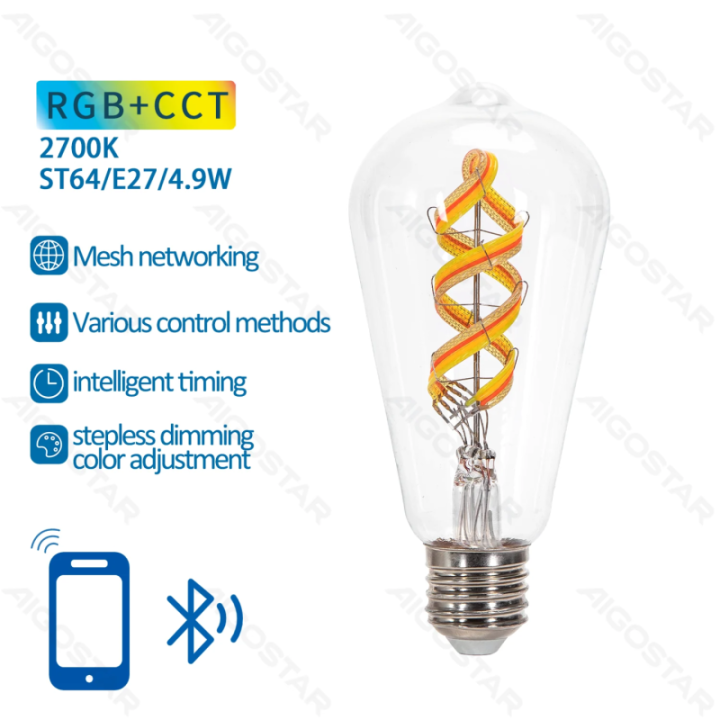 Bluetooth Mesh Smart Filament Bulb ST64 4.9W RGBW
