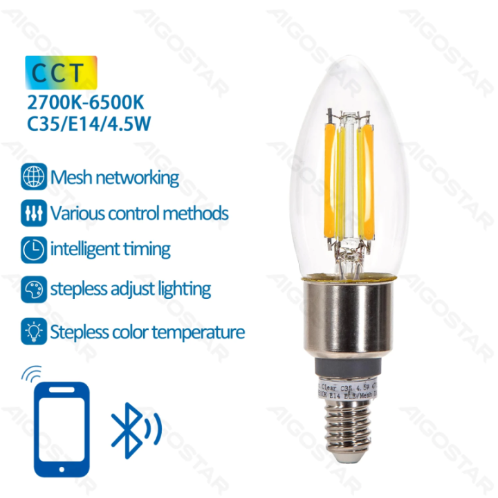 Bluetooth Mesh Smart Filament Bulb C35 4.5W CCT